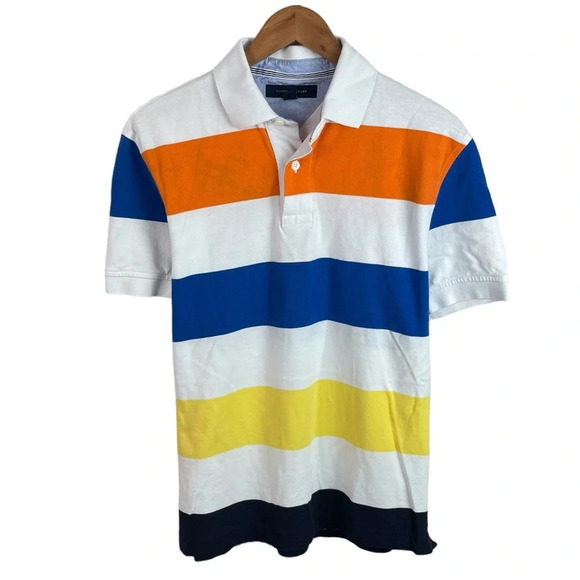 PO465 Mens Tommy Hilfiger Designer Color Block Preppy Polo Shirt M - Picture 1 of 5